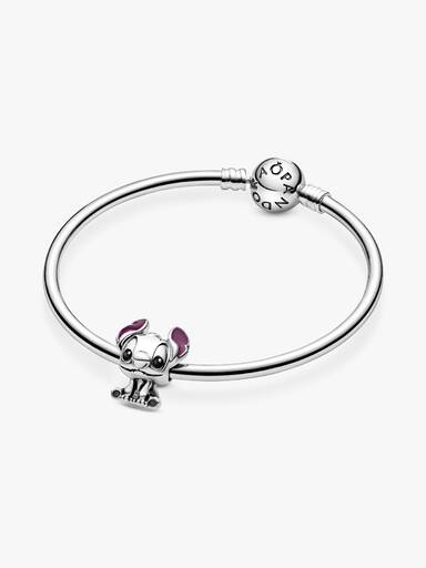 Disney Stitch silver charm with black and purple enamel