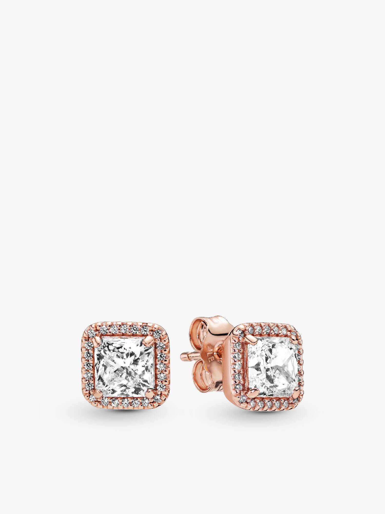 14k Rose gold-plated stud earrings with clear cubic zirconia