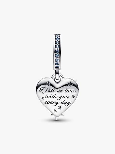 Celestial Shooting Star Heart Double Dangle Charm