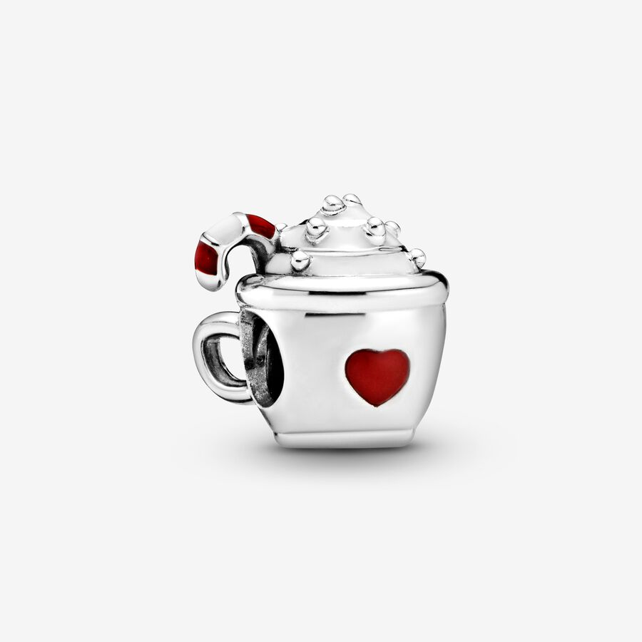 Cocoa mug silver charm with red and white enamel image number 0