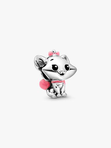 Disney Marie sterling silver charm with black and pink enamel