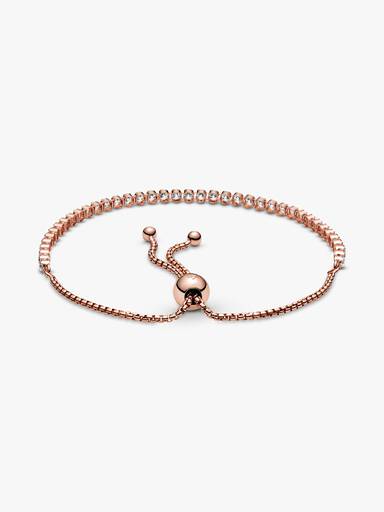 14k Rose gold-plated bracelet with clear cubic zirconia