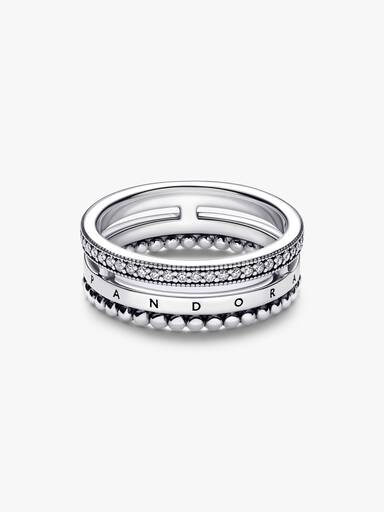 Pandora Signature Logo Pavé & Beads Ring