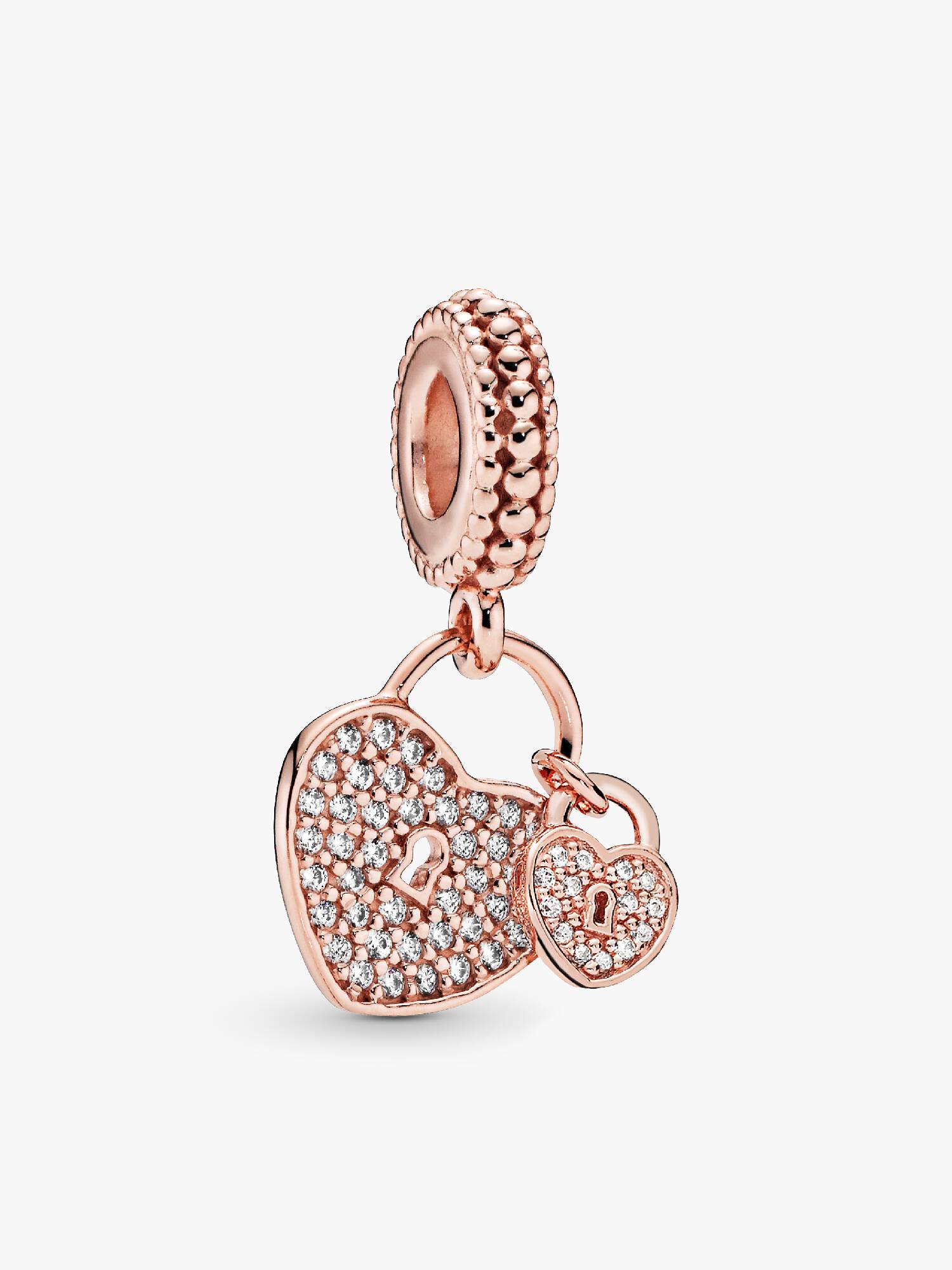 Pavé Heart Padlocks Dangle Charm