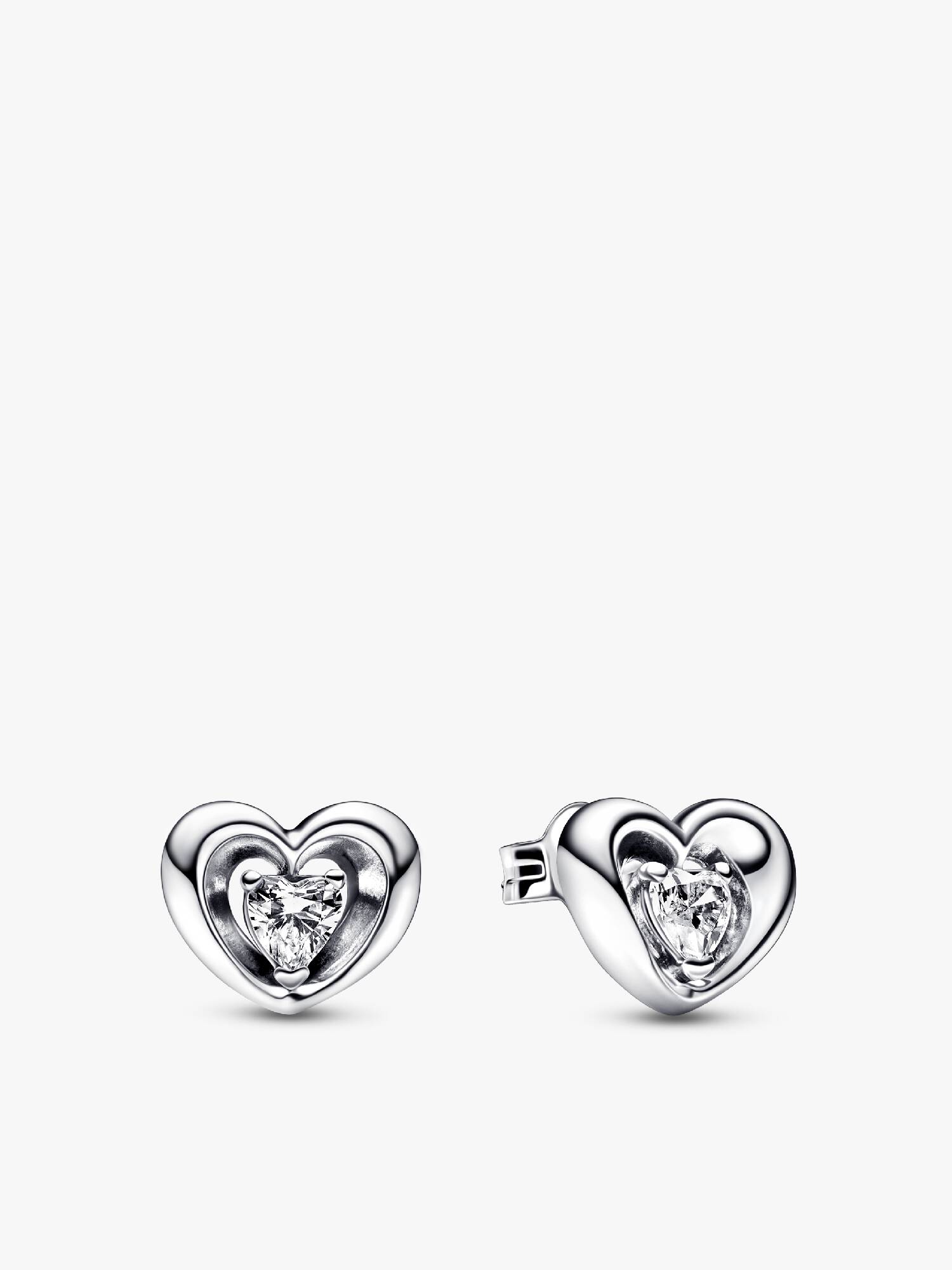 Radiant Heart & Floating Stone Stud Earrings