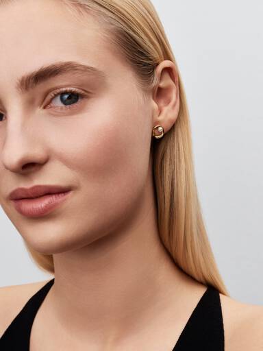 Organically Shaped Pavé Circle & Treated Freshwater Cultured Pearl Stud Earrings