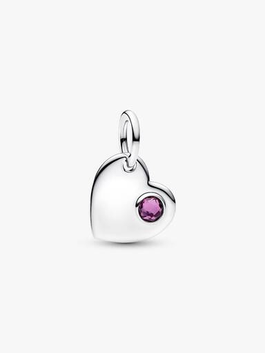 Engravable Heart Purple Stone Dangle Charm