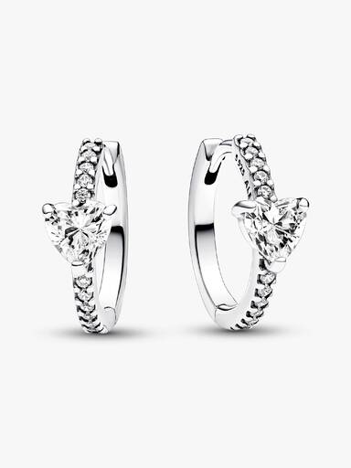 Sparkling Heart Hoop Earrings