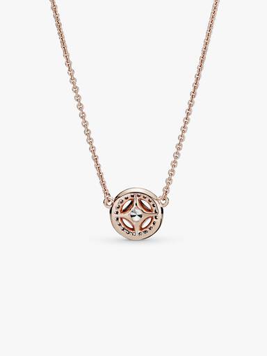 14k Rose gold-plated collier with clear cubic zirconia
