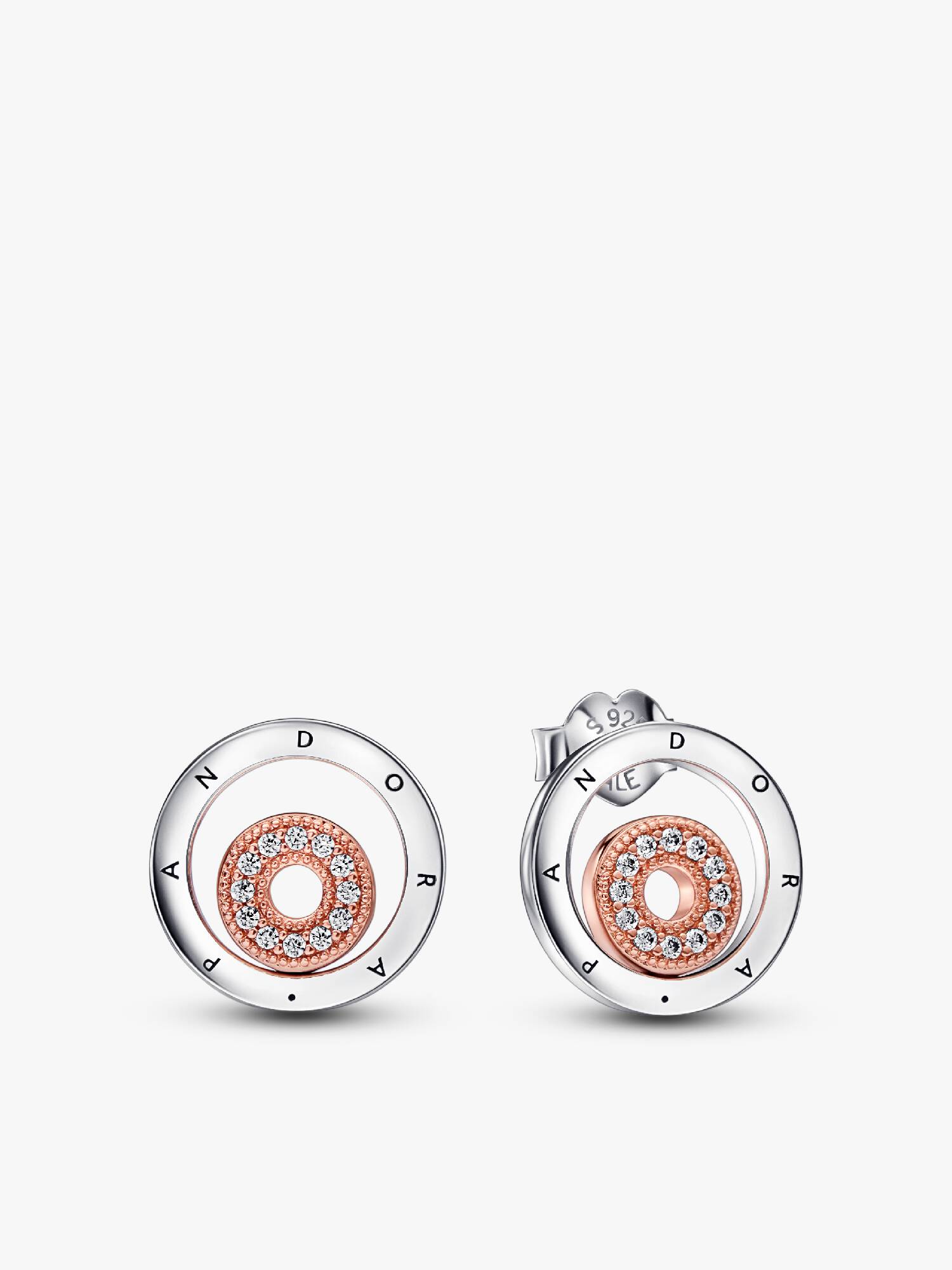 Pandora Signature Two-tone Logo Circles Stud Earrings