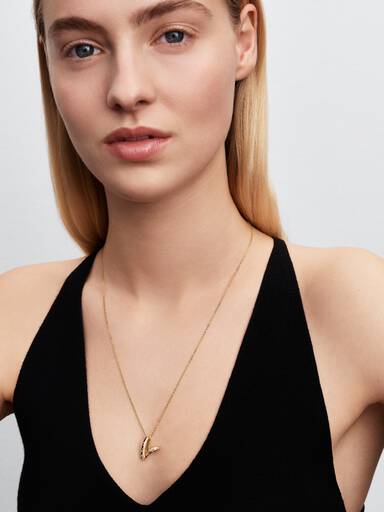 Heart 14k gold-plated pendant necklace with clear cubic zirconia