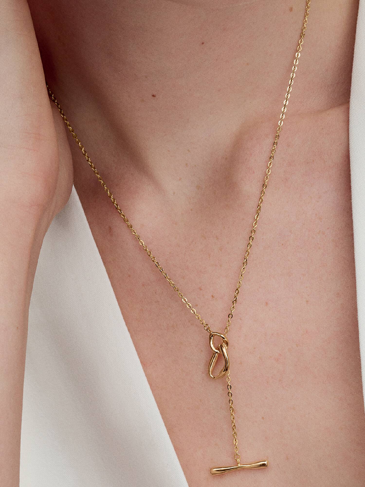 Organically Shaped Circles T-bar Necklace