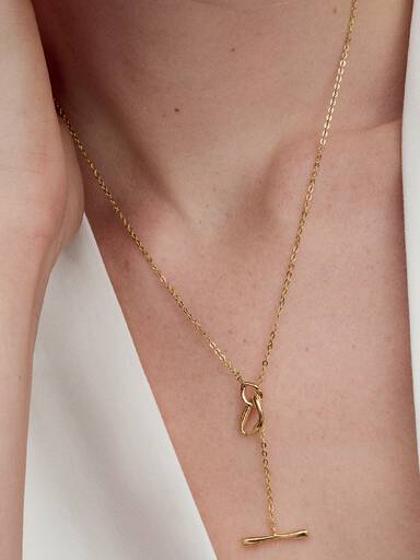 Organically Shaped Circles T-bar Necklace