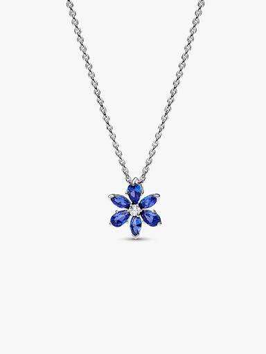 Sparkling Blue Herbarium Cluster Pendant Necklace