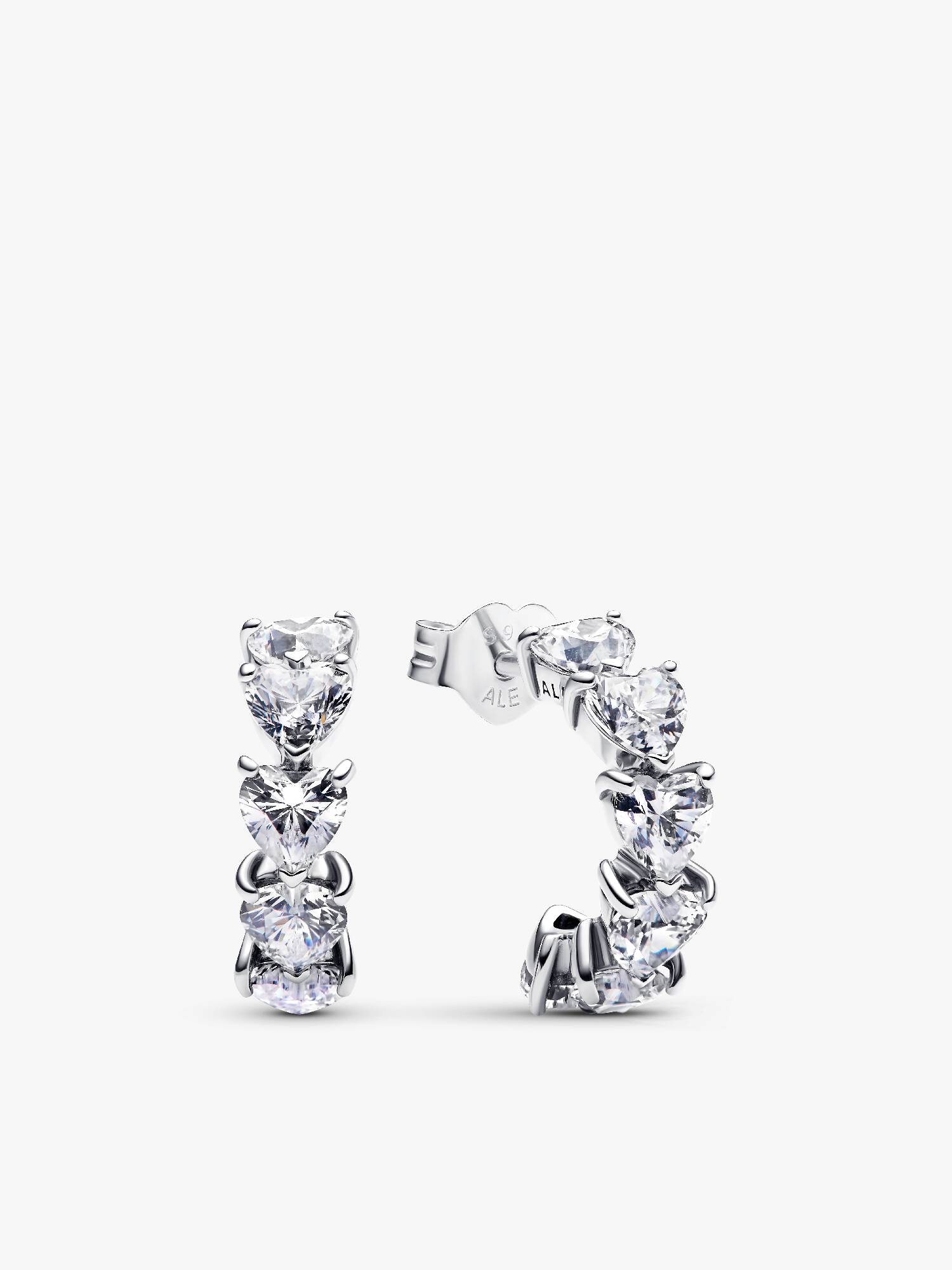 Sparkling Hearts Open Hoop Earrings