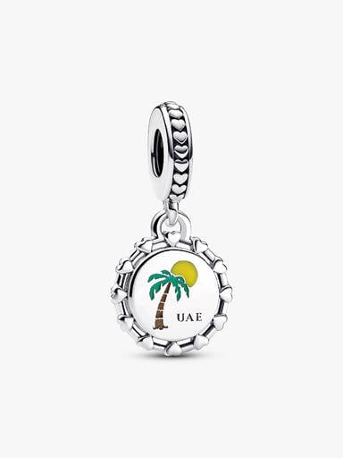 UAE and camel sterling silver dangle with red, brown, green and yellow enamel