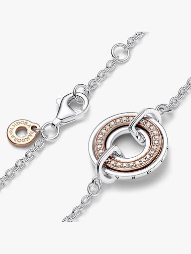 Pandora Signature Two Two-tone Logo & Pavé Chain Bracelet