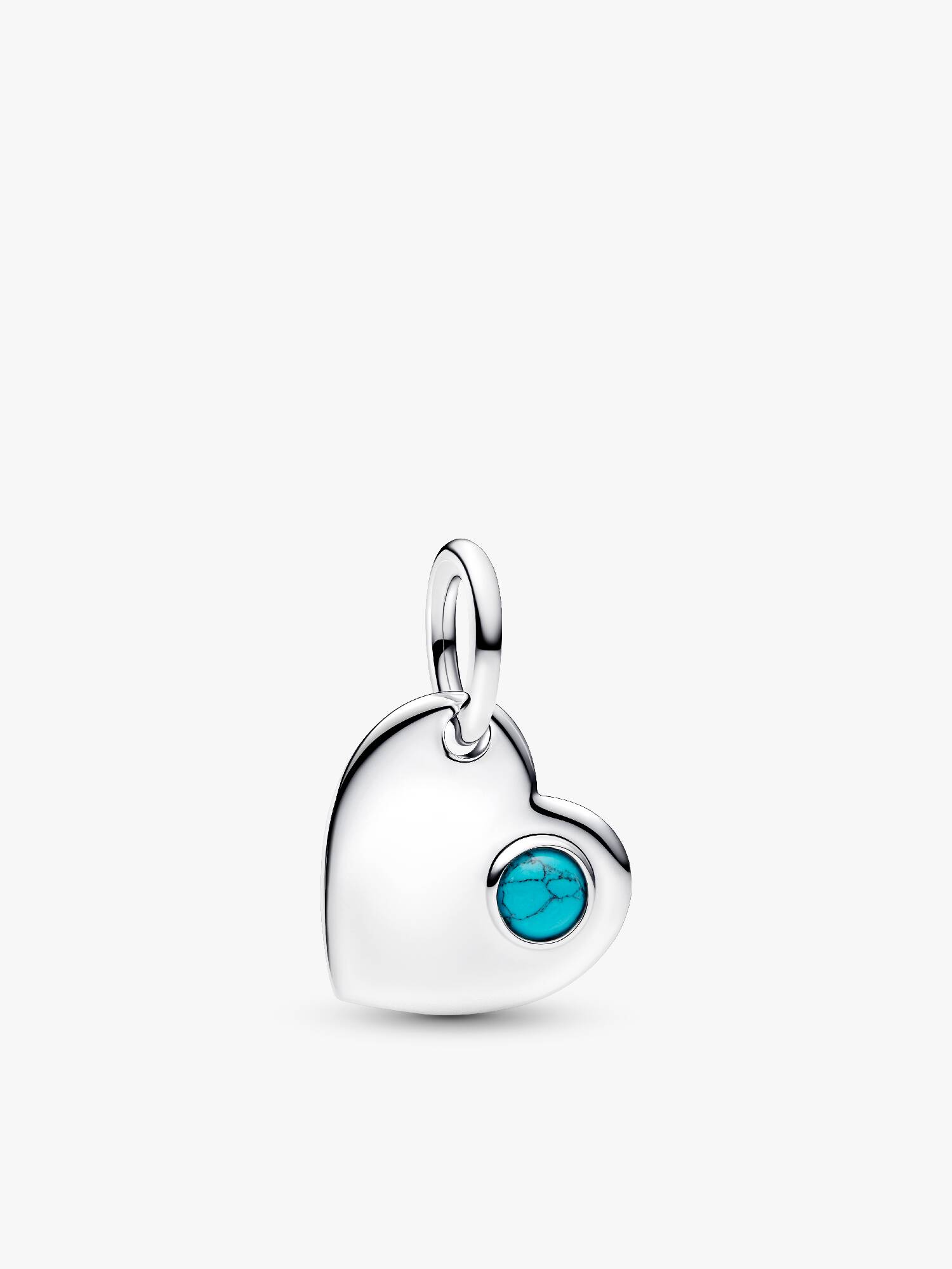 Engravable Heart Turquoise Blue Stone Dangle Charm