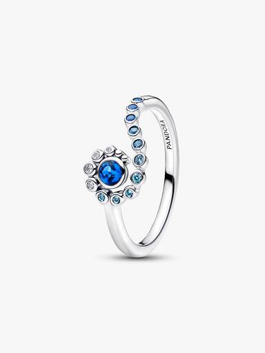 Disney Moana sterling silver ring with clear cubic zirconia, icy green, icy blue, royal blue and london blue crystal
