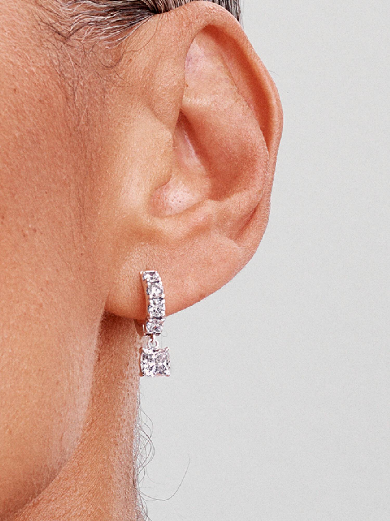 Pavé Dangle Hoop Earrings