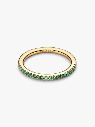 14k gold-plated ring with ocean green crystal