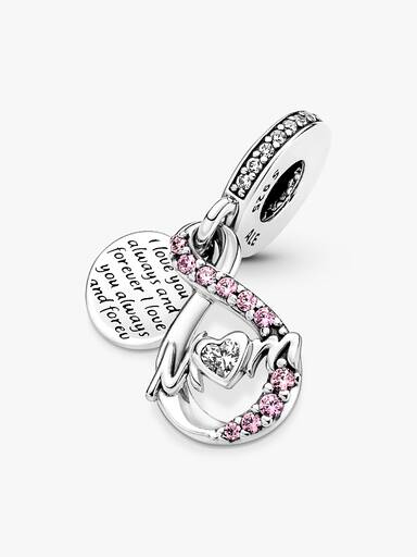 Mum Infinity Pavé Double Dangle Charm