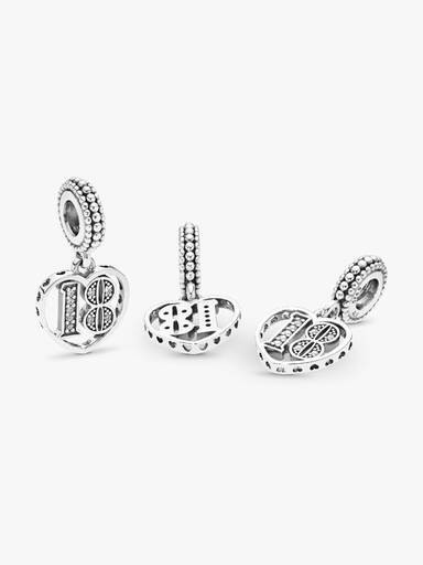 18 silver dangle with clear cubic zirconia