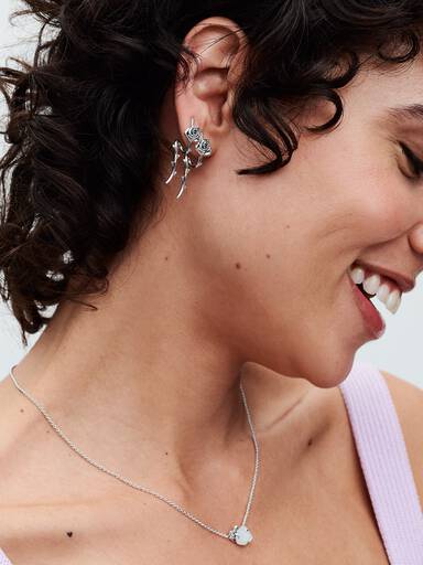 Rose in Bloom Curved Stud Earrings