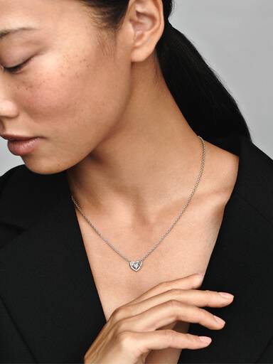 Radiant Heart & Floating Stone Pendant Collier Necklace