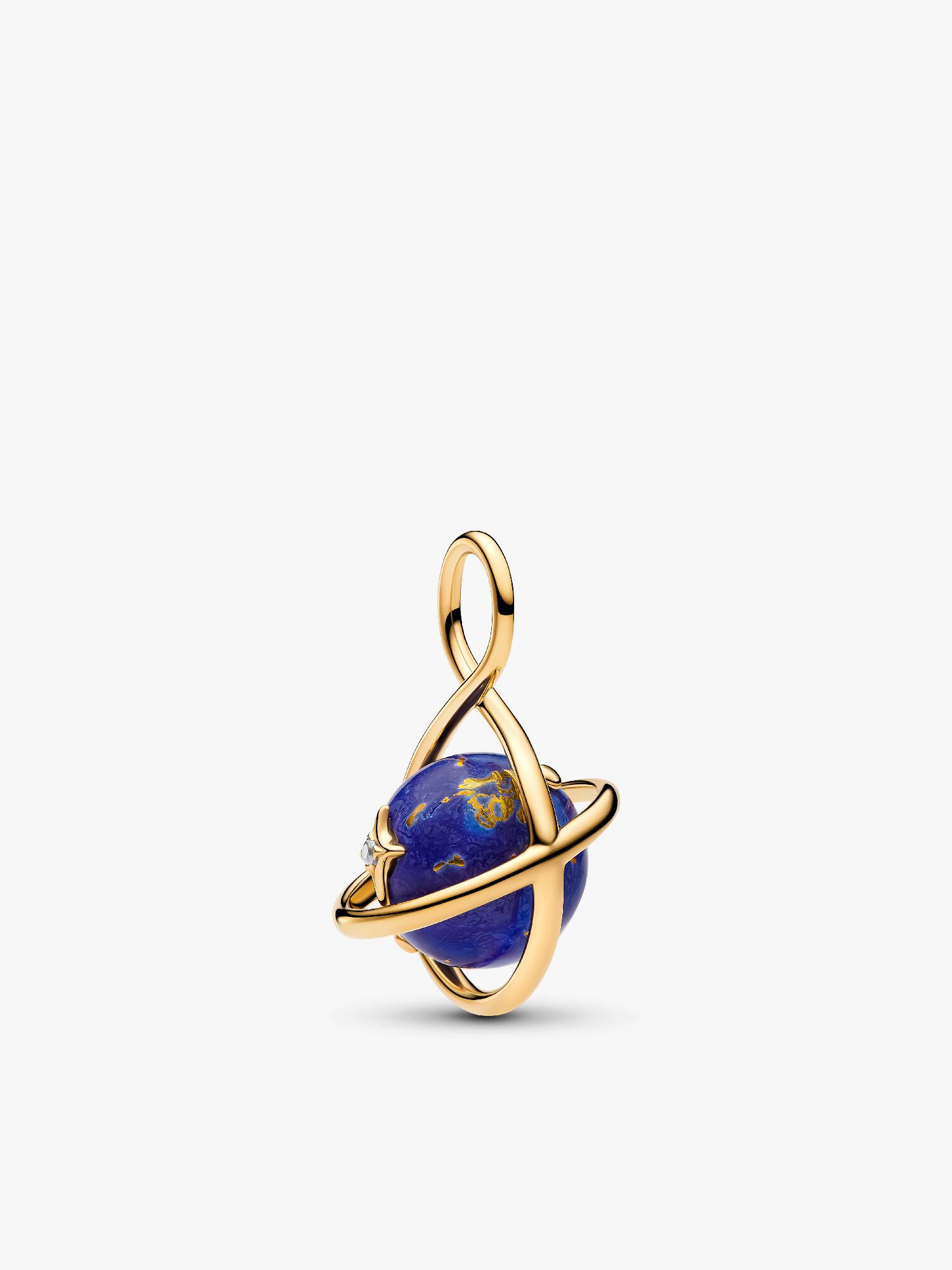 Spinning Celestial Blue Planet Dangle Charm