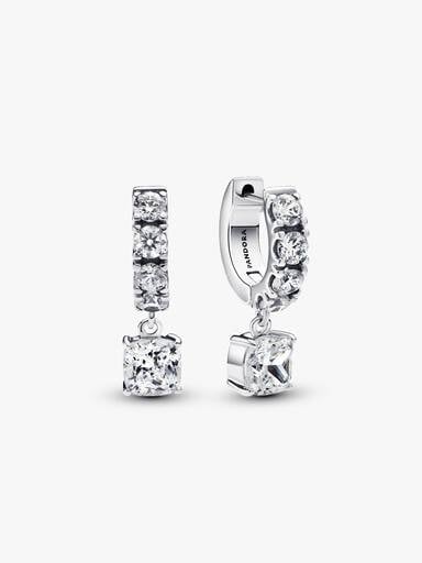 Pavé Dangle Hoop Earrings