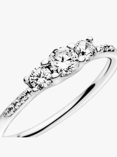 Silver ring with clear cubic zirconia