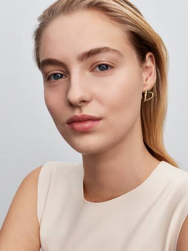 Organically Shaped Stone-Set Heart Hoop Earrings