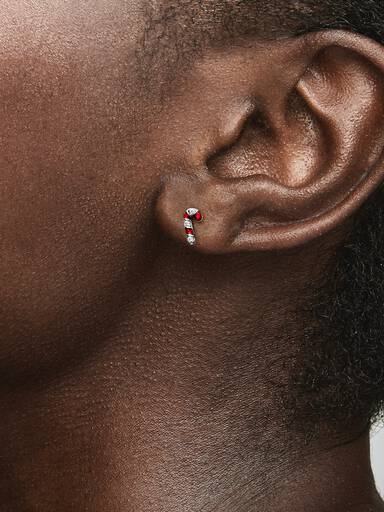 Sparkling Red Candy Cane Stud Earrings