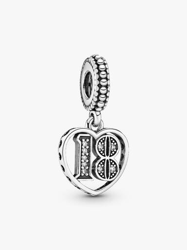 18 silver dangle with clear cubic zirconia
