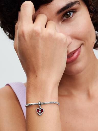 Red Heart & Keyhole Double Dangle Charm