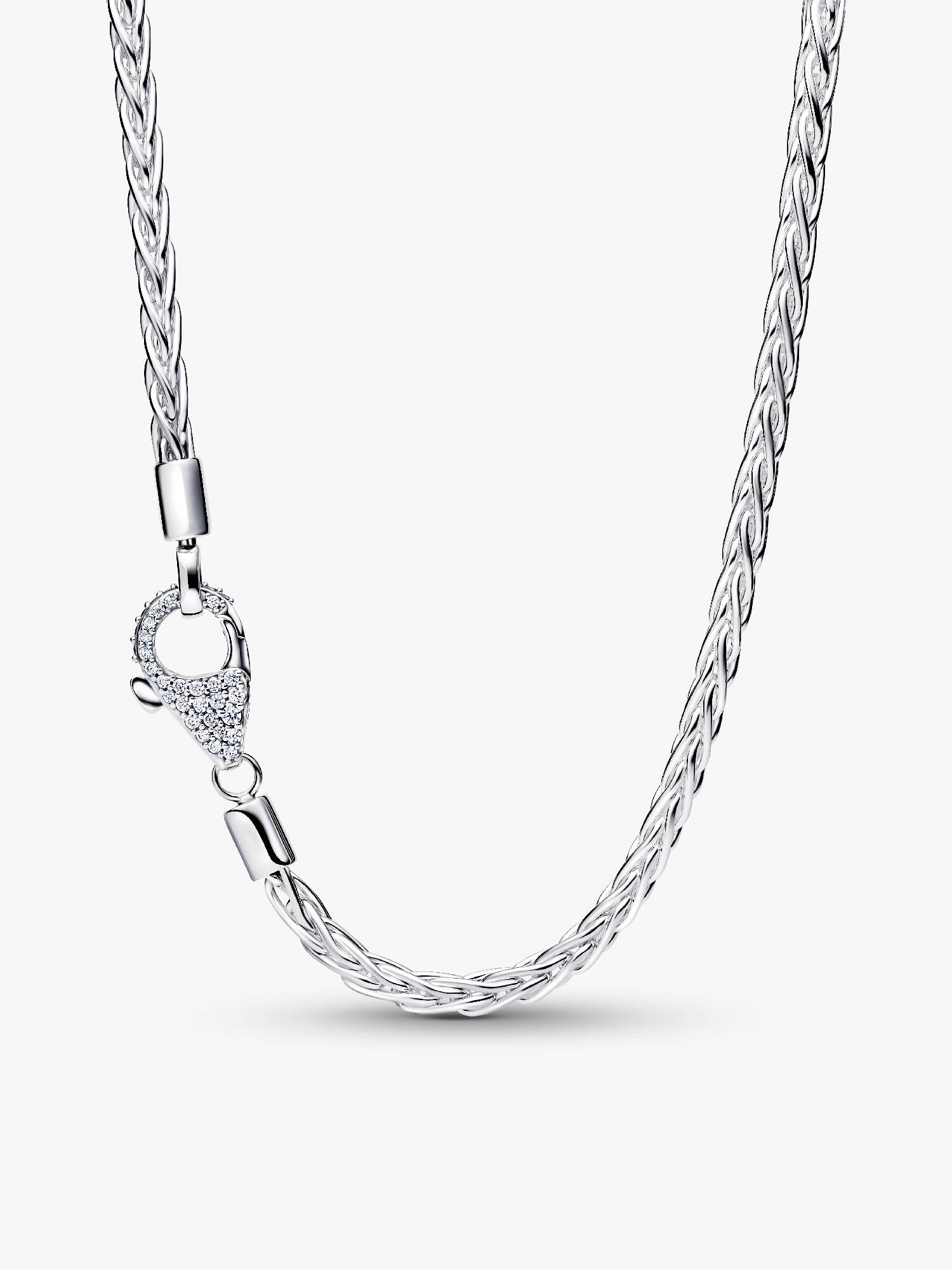 Pavé Clasp Foxtail Chain Charm Necklace 