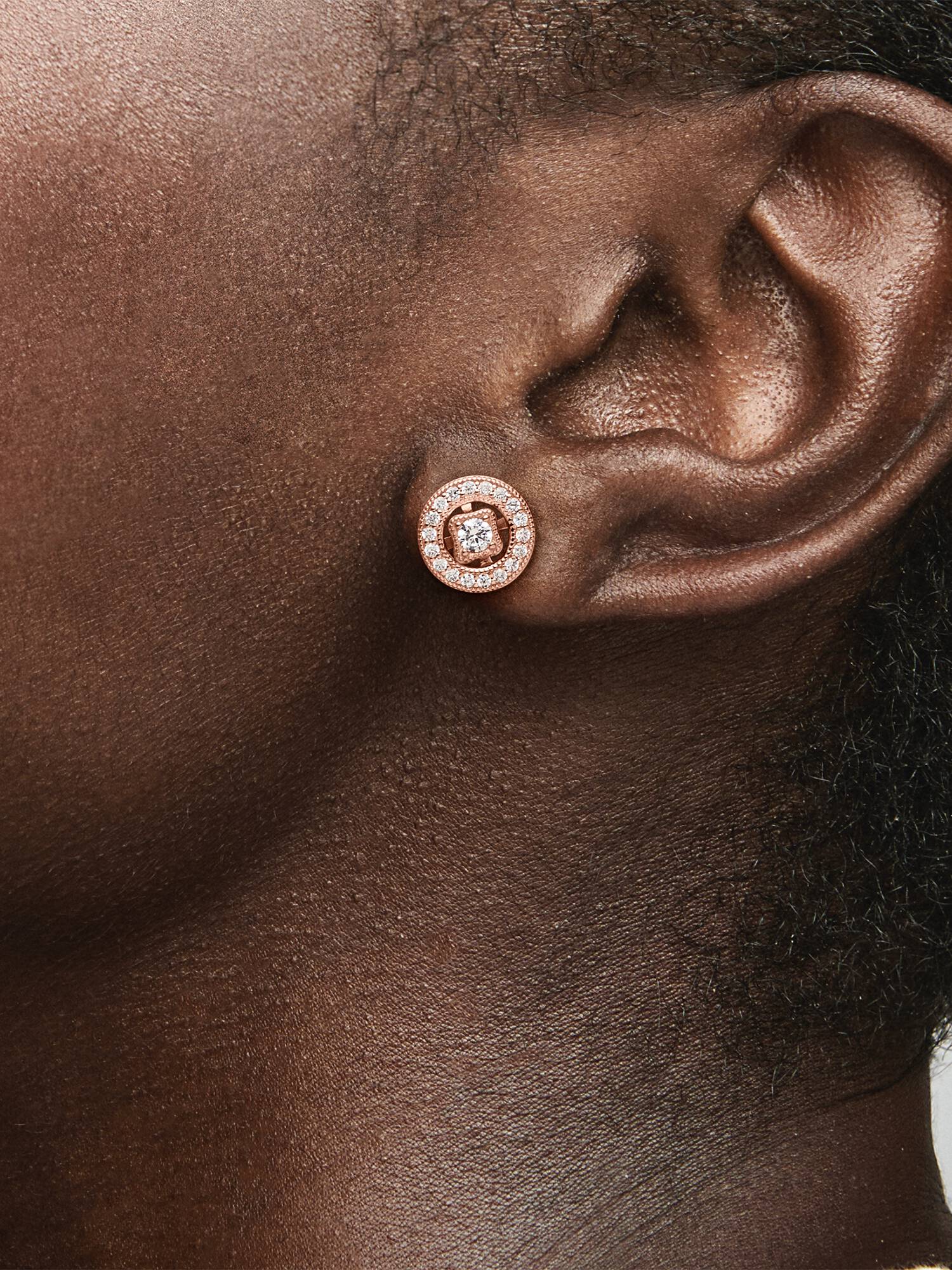 14k Rose gold-plated stud earrings with detachable earring jackets and clear cubic zirconia