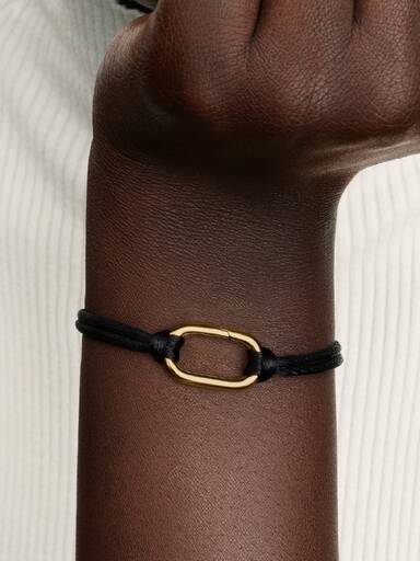 14k gold-plated bracelet with black cord