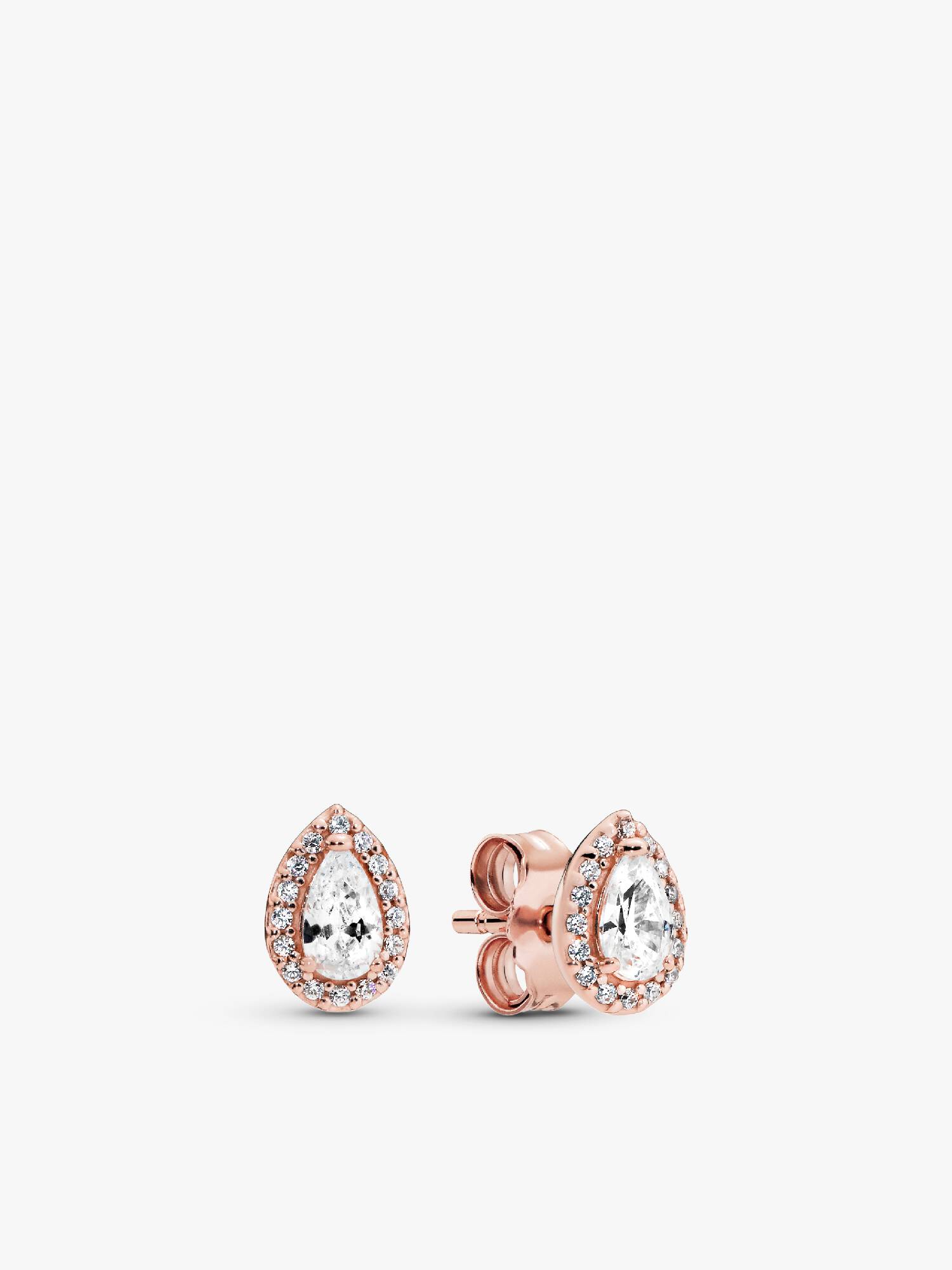14k Rose gold-plated stud earrings with clear cubic zirconia