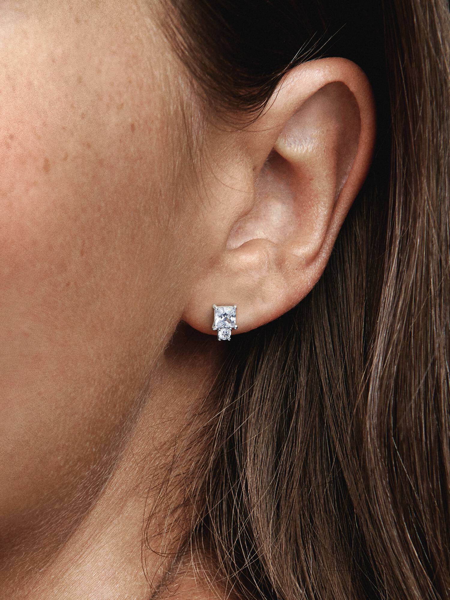 Sparkling Round & Square Earrings