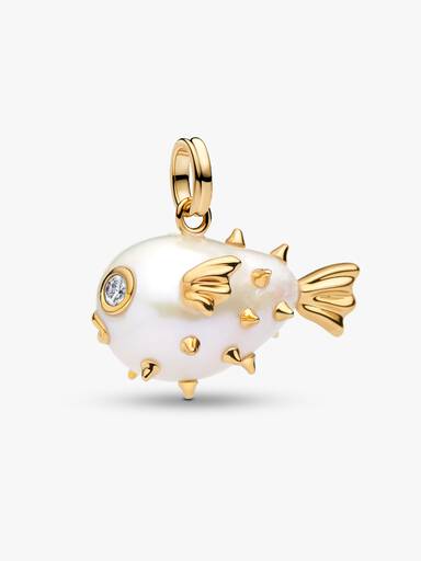 Treated Freshwater Cultured Baroque Pearl Oversized Puffy Fish Pendant