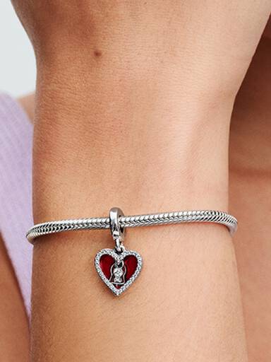 Red Heart & Keyhole Double Dangle Charm