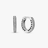 Hoop silver earrings with clear cubic zirconia, 15 mm Hoop silver earrings with clear cubic zirconia, 15 mm
