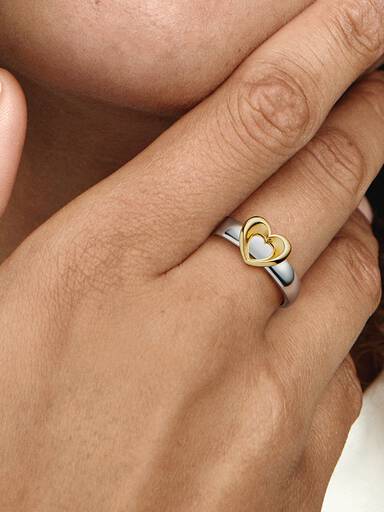 Radiant Two-tone Sliding Heart Ring