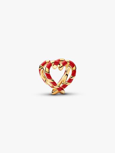 Candy Cane Openwork Heart Charm
