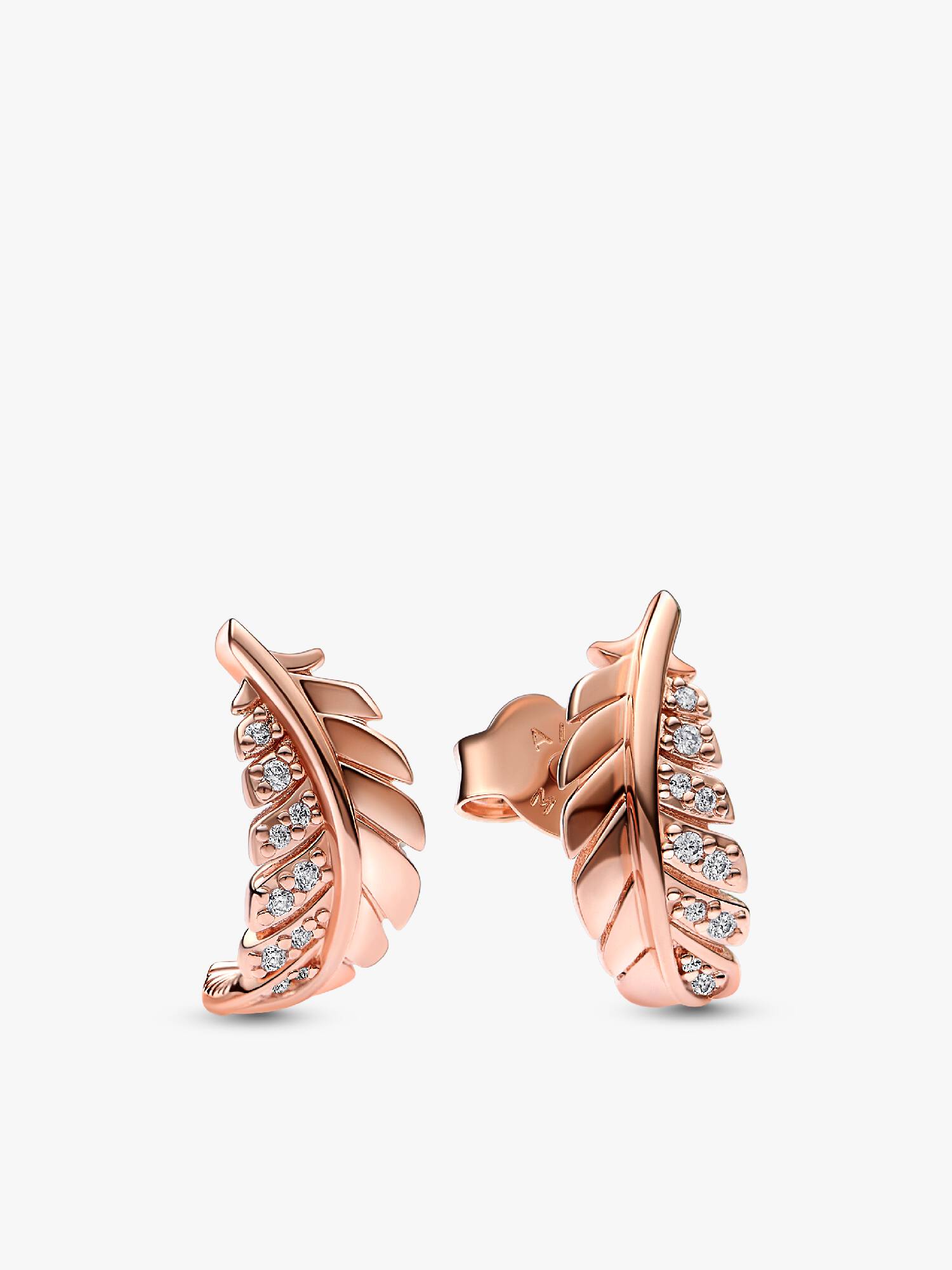 Floating Curved Feather Stud Earrings