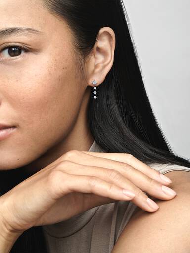 Sparkling Round & Square Drop Earrings