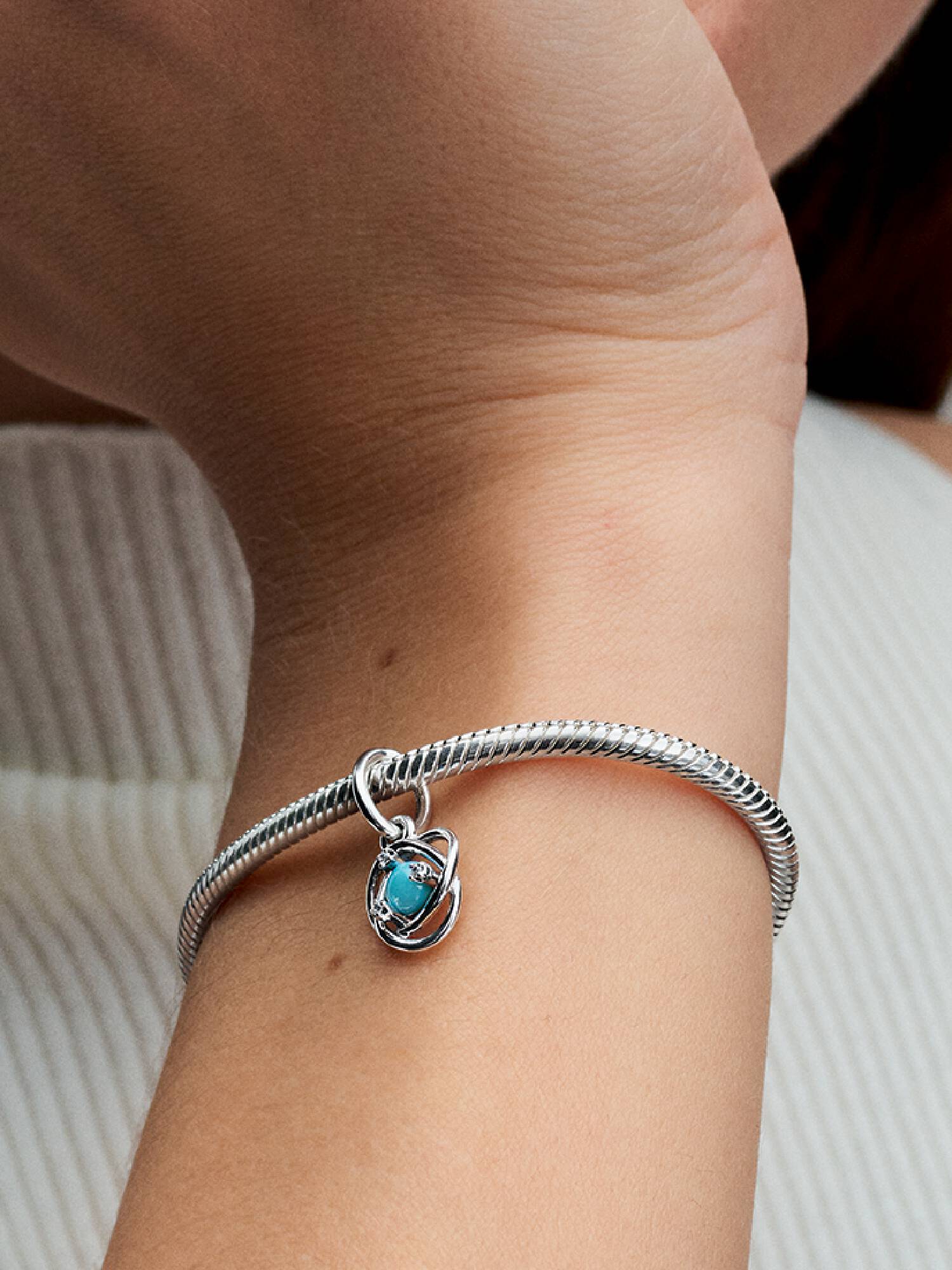 Turquoise Blue Eternity Circle Dangle Charm