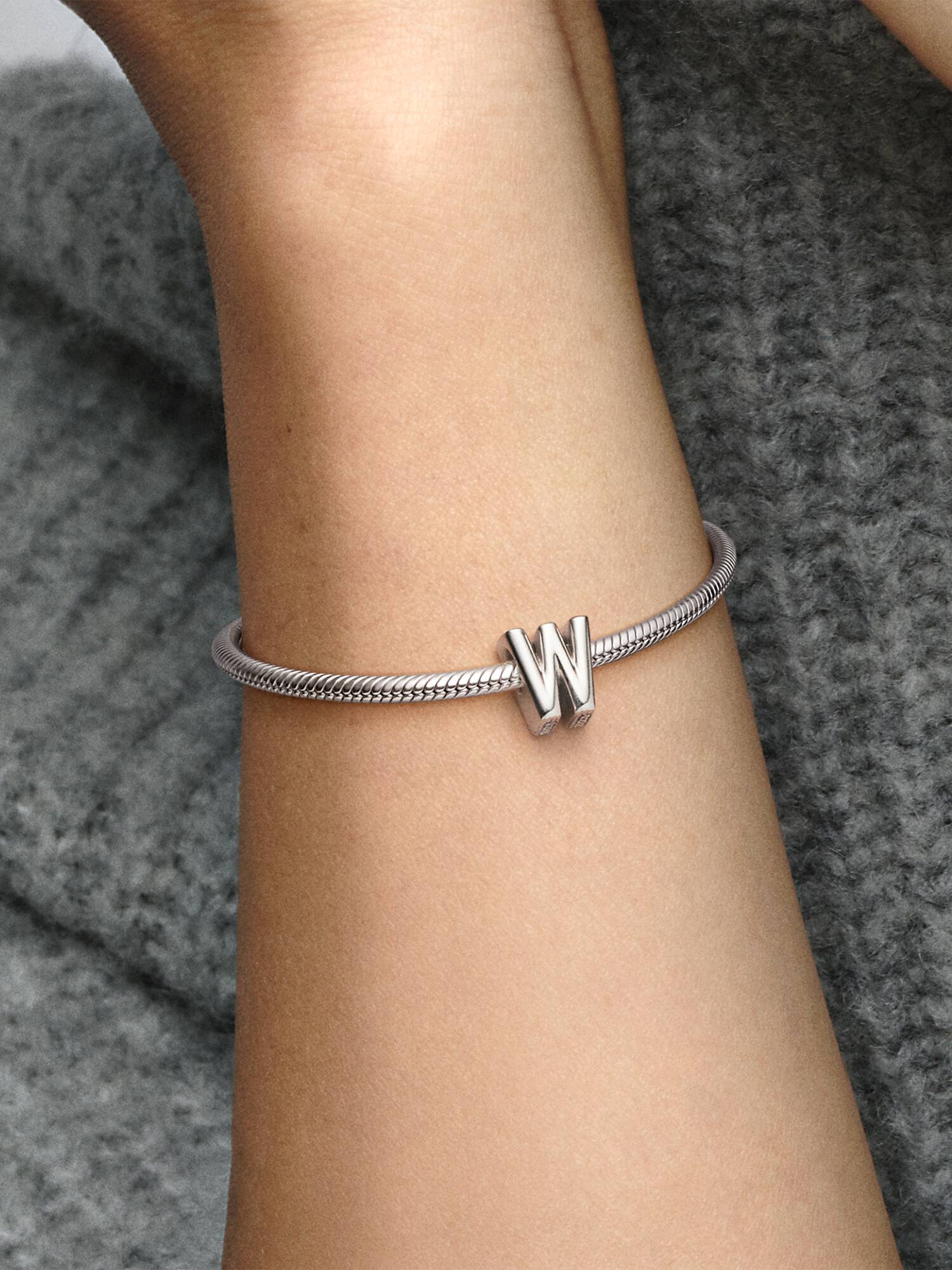 Letter W silver charm